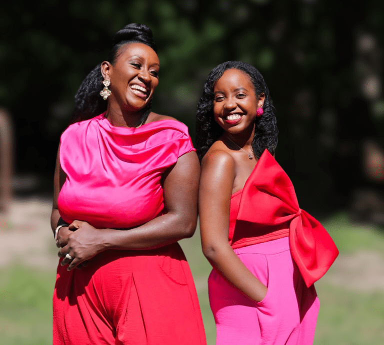 Podcasters' Njeri and Wairimu pose for a photo